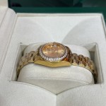Datejust gold dial with diamonds, 26mm gold strap